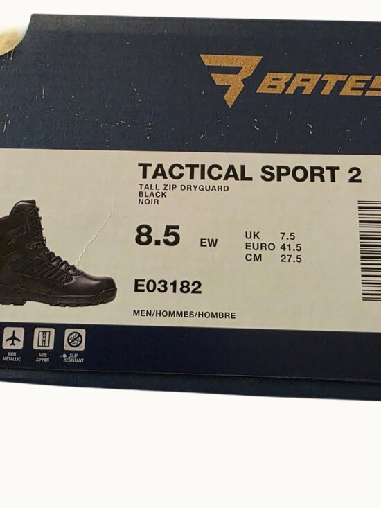 Bates Tactical Sport 2 Boots Mens 8.5 EW Black DryGuard Waterproof Side Zip Duty main image 4